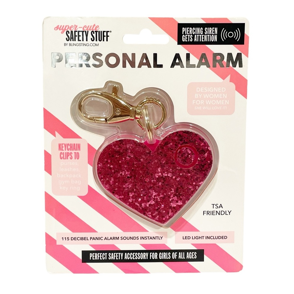 Super-Cute Personal Alarm by Blingsting Pink Heart Keychain Clip Valentines Day‎